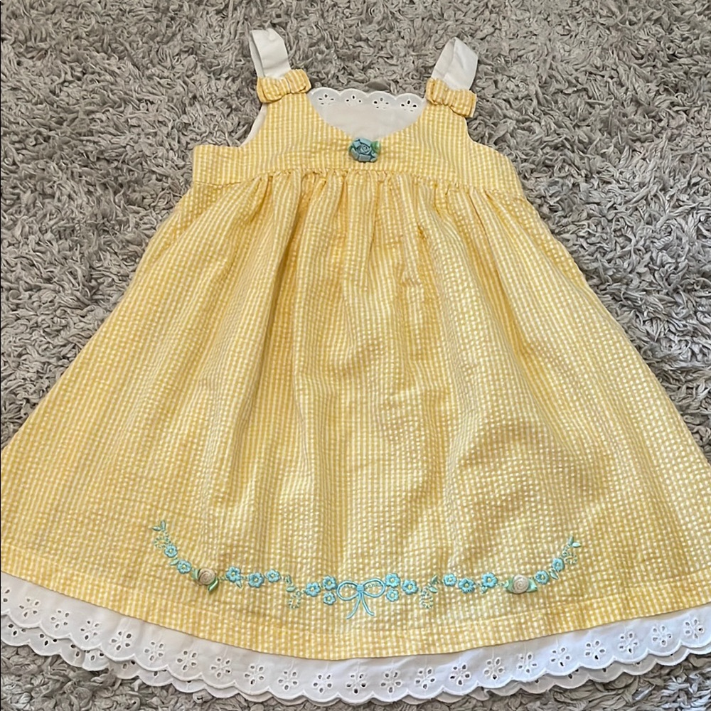 Little Bitty Yellow Gingham Seersucker Dress